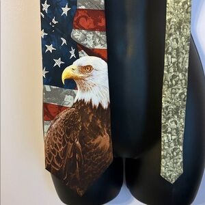 Eagles Wings Vintage Bald Eagle American Flag Statue of Liberty Silk Necktie Tie